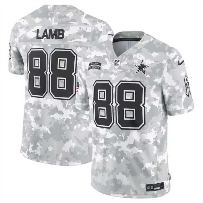 Mens Dallas Cowboys #88 CeeDee Lamb 2024 Arctic Camo Salute To Service Limited Stitched Jersey Dyin